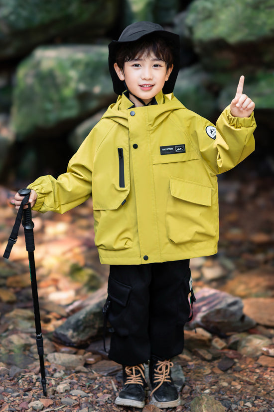 Three-in-One Boys Windbreaker Green Coat
