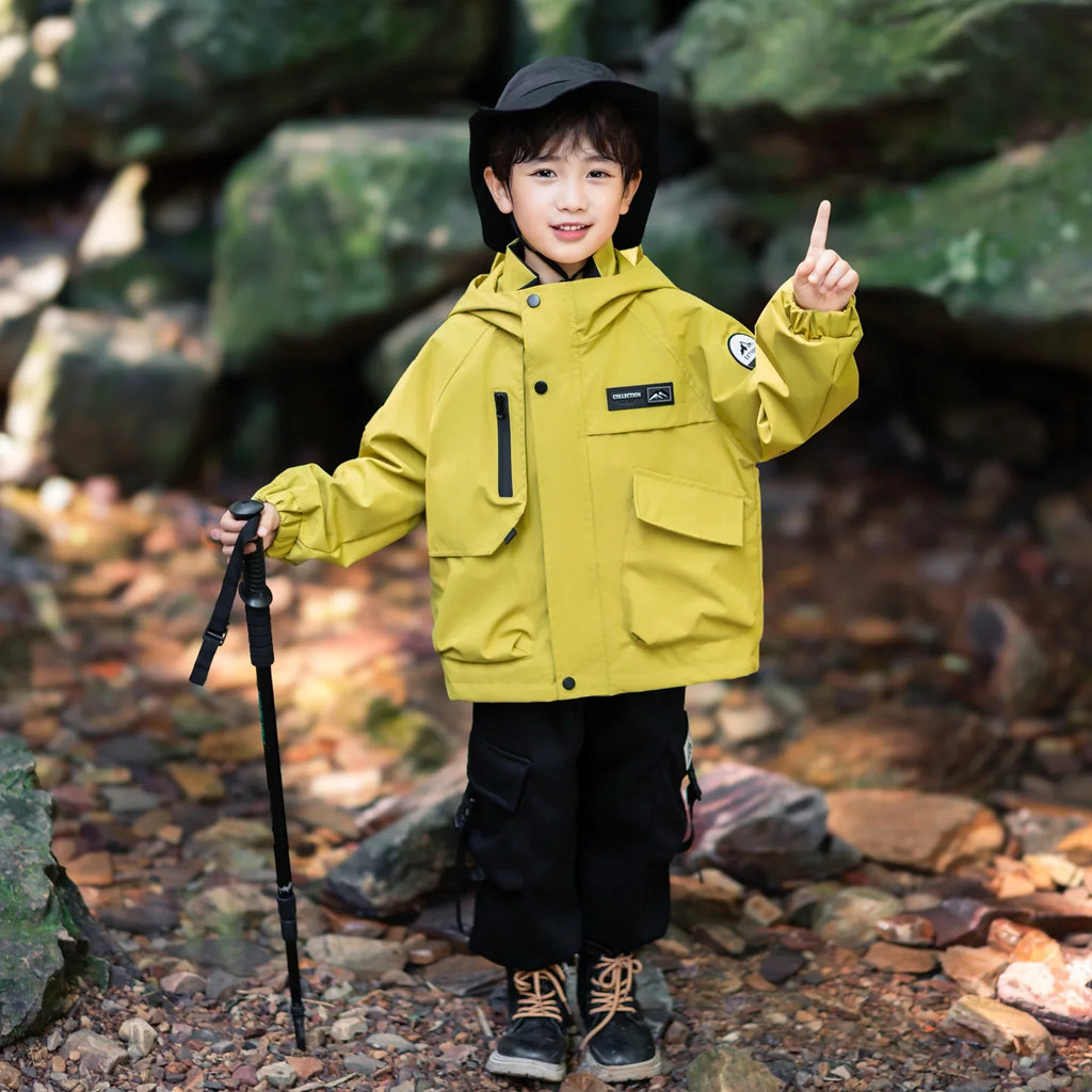 Three-in-One Boys Windbreaker Green Coat