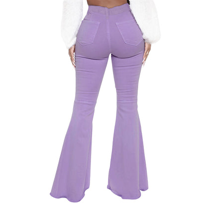 High-Waisted Slim Stretch Purple Denim