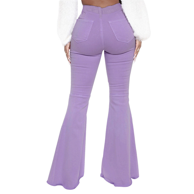 High-Waisted Slim Stretch Purple Denim