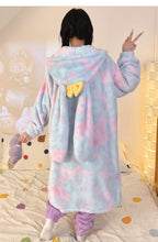 Thickeneded Velvet Flannel Warmth Blue and purple Cute Pajama