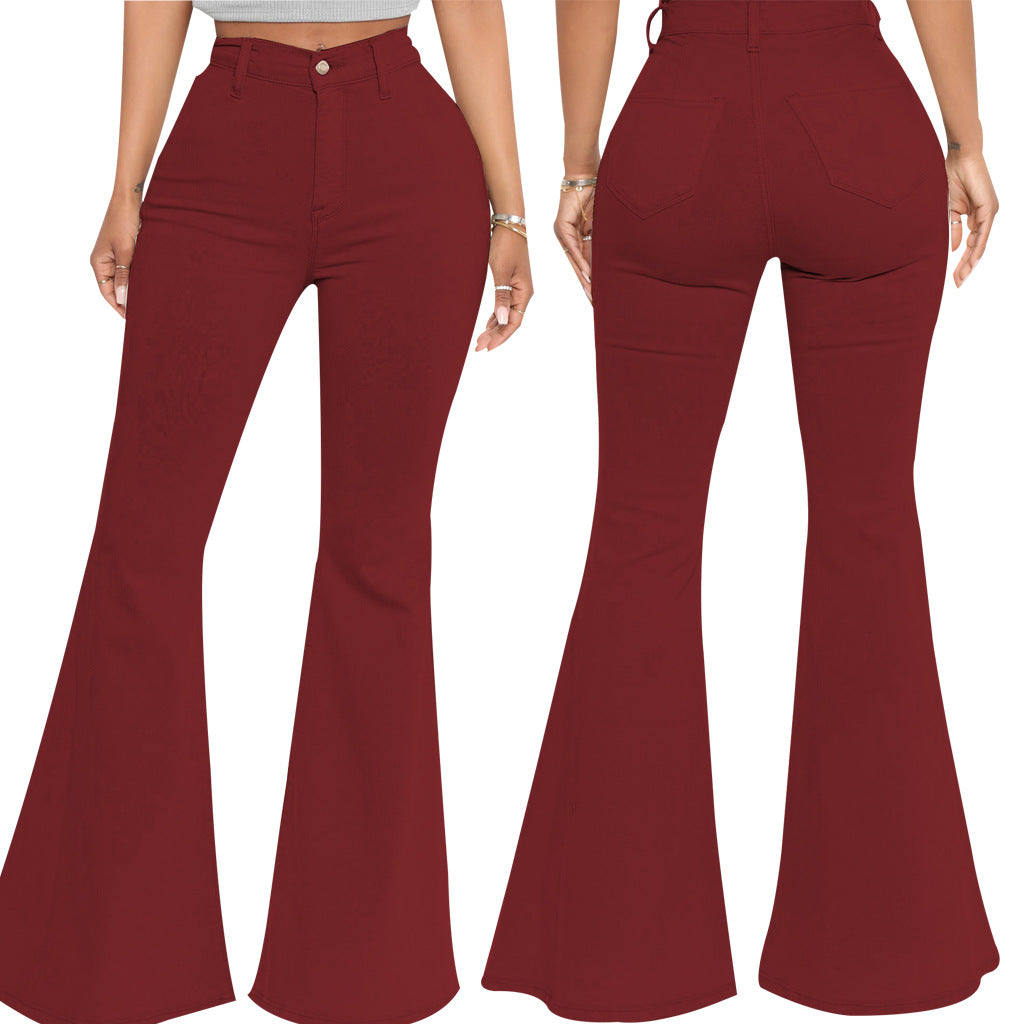 High-Waisted Slim Stretch Wine Denim