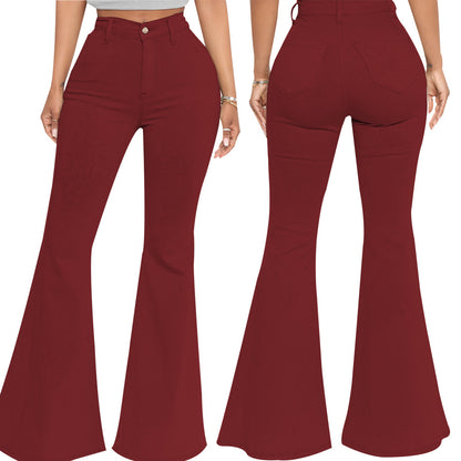 High-Waisted Slim Stretch Wine Denim