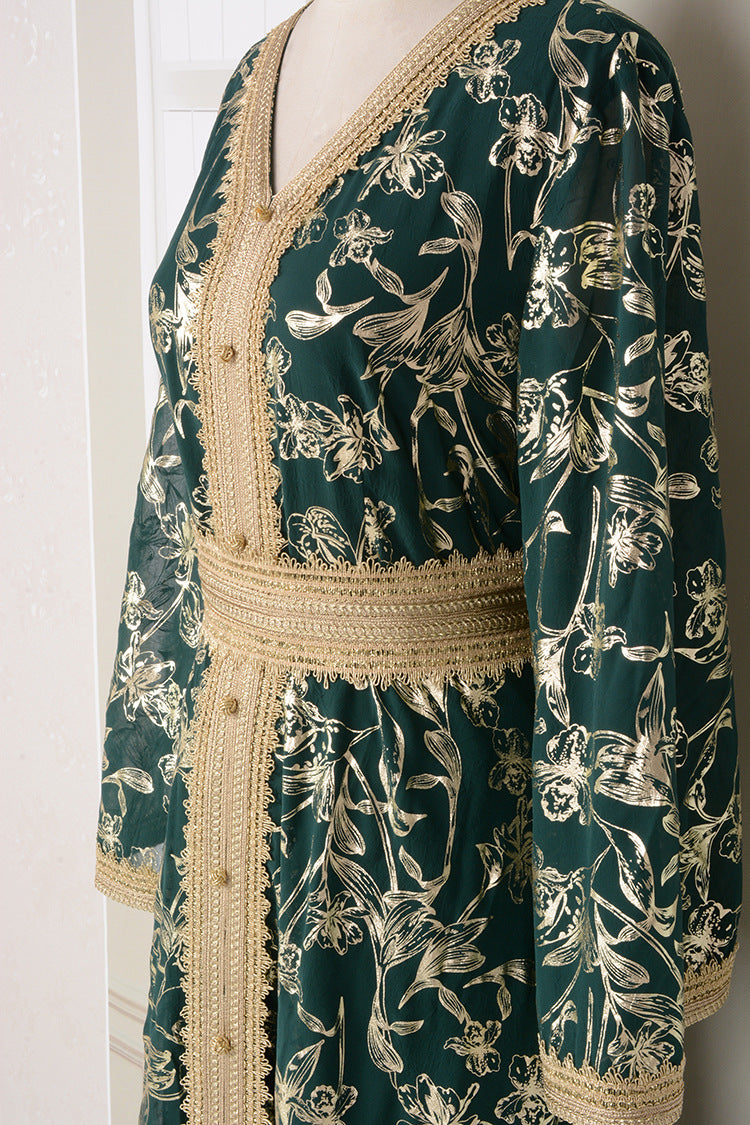 Floral Embroidered Evening Dress