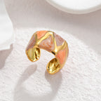 Stainless Steel 18K Gold Brown Orange Ring