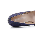 Embossed Snake Ultra High Heels Blue Pumps