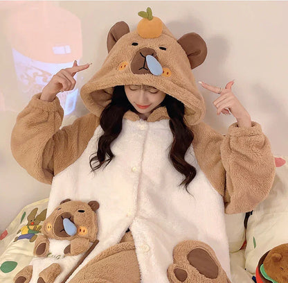 Thickeneded Velvet Flannel Warmth Snot bala Cute Pajama