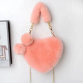 Korean Style Korean Pink Love Chain Fluff Bag
