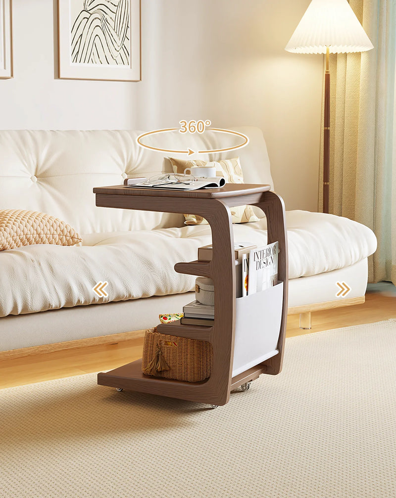 Solid Wood Movable Sofa Side Table
