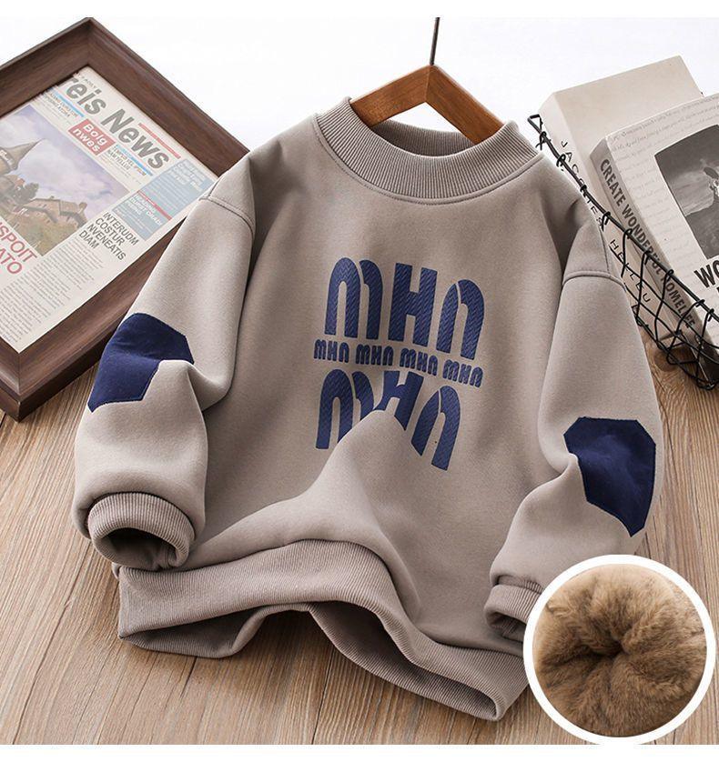 Thickened Faux Rabbit Camel Velvet Boys Fleece Sweater