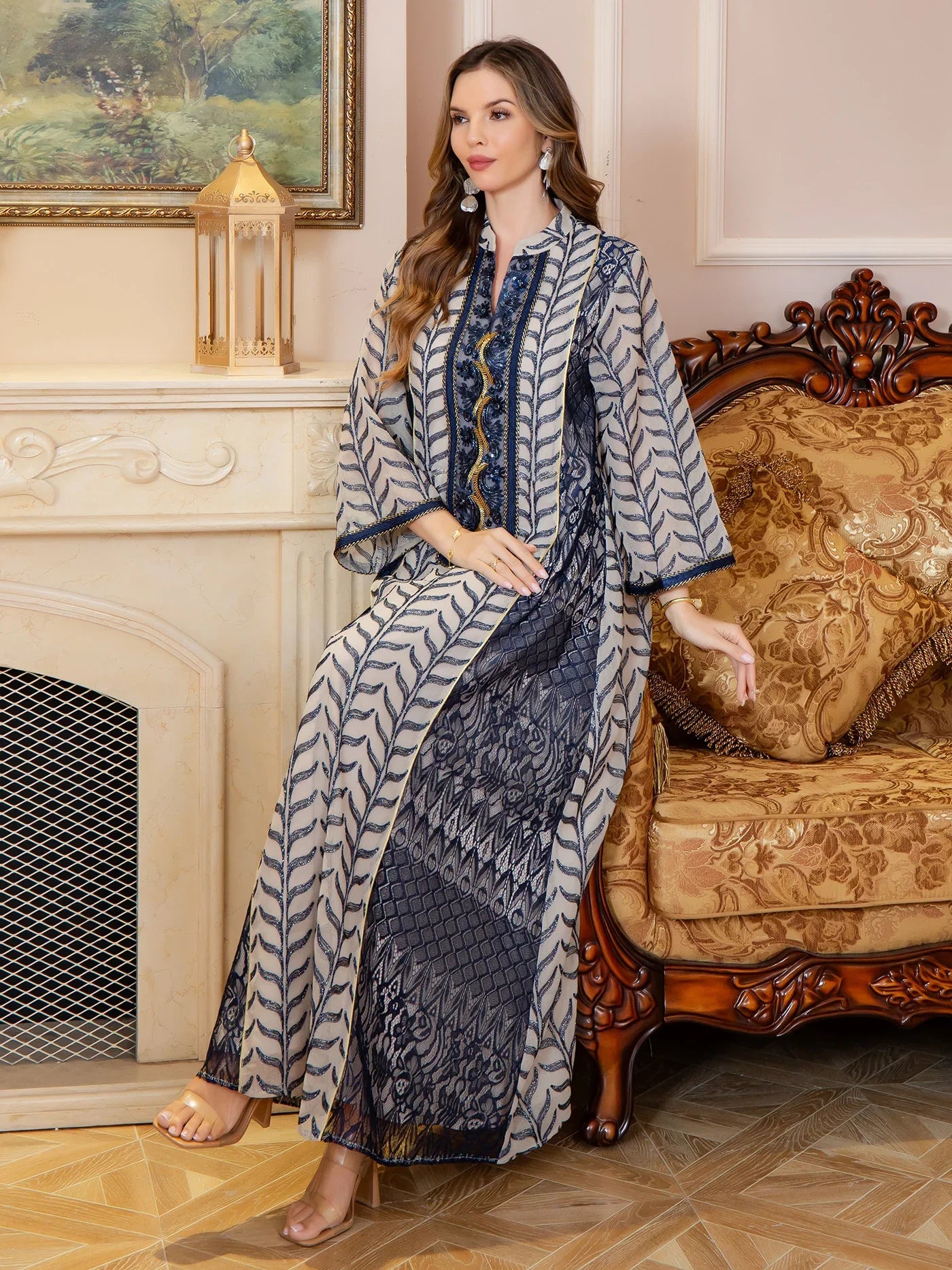 Mesh Embroidered Luxury Jalabiya