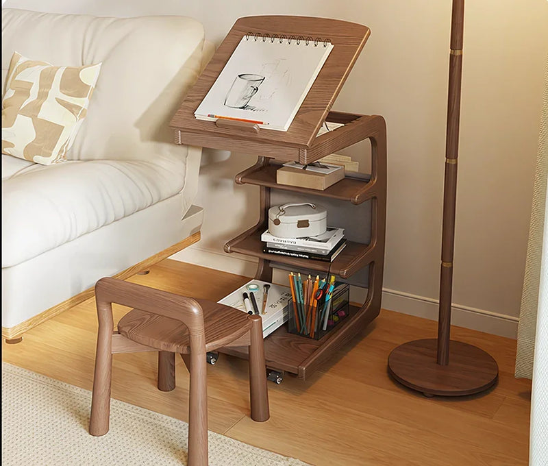 Solid Wood Movable Sofa Side Table