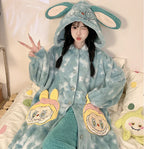Thickeneded Velvet Flannel Warmth Light green  Cute Pajama