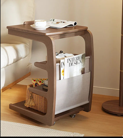 Solid Wood Movable Sofa Side Table