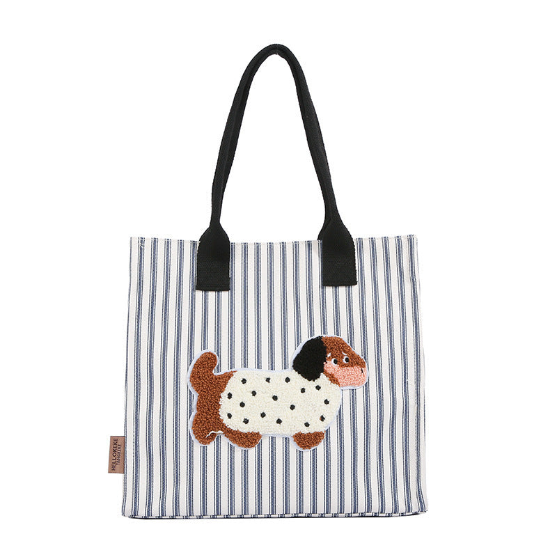 Vertical Stripes Spot Dog Tote Bag