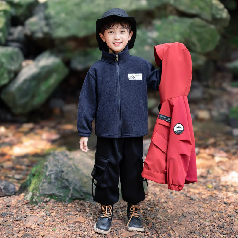 Three-in-One Boys Windbreaker Red Coat