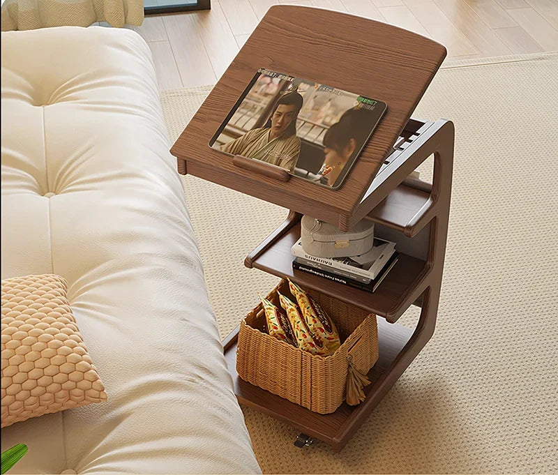 Solid Wood Movable Sofa Side Table