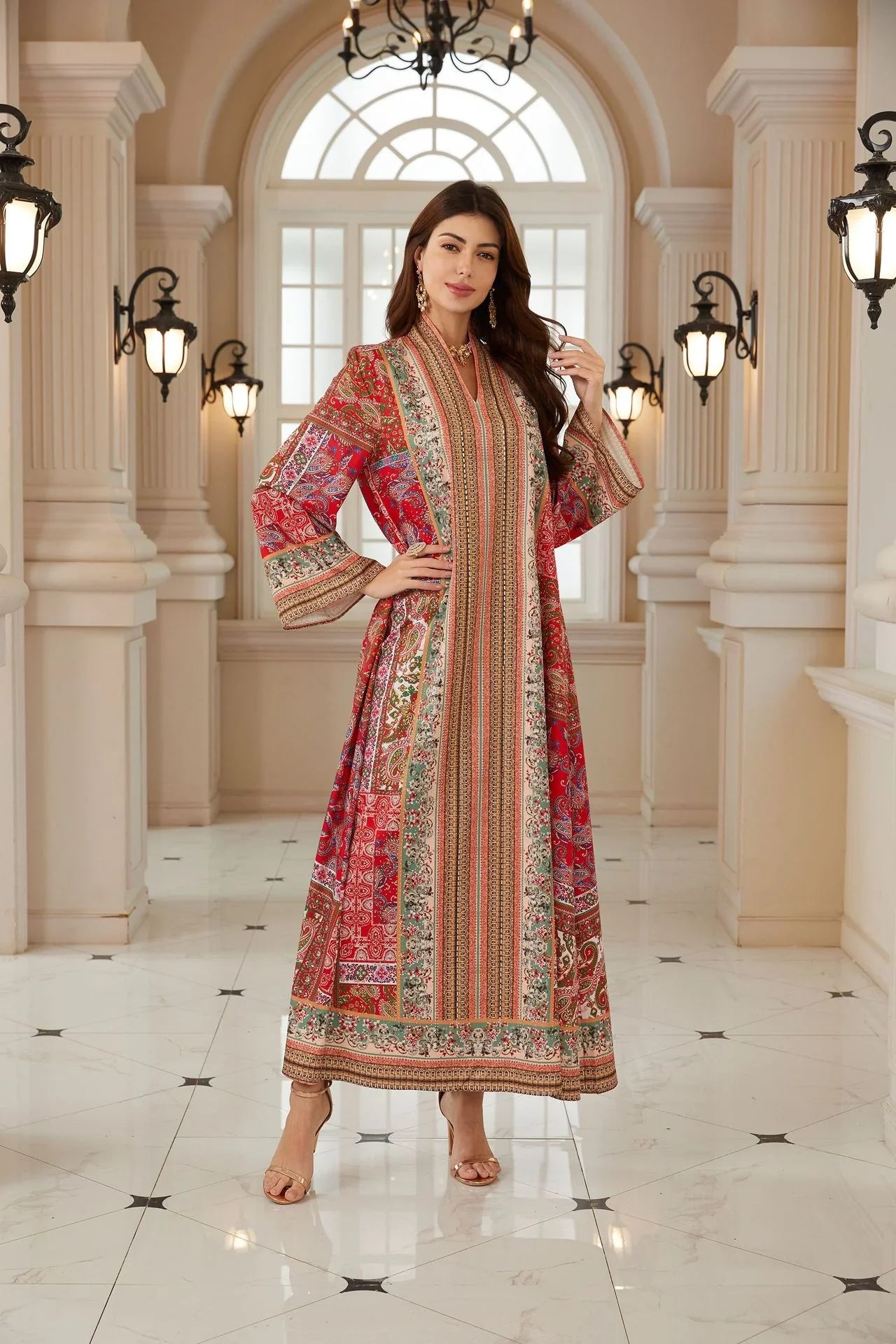 Luxury Printed Arabic Style Jalabiya