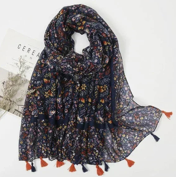 Vintage Soft Peach Multicolor Scarf