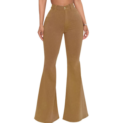 High-Waisted Slim Stretch Camel Denim