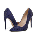 Embossed Snake Ultra High Heels Blue Pumps