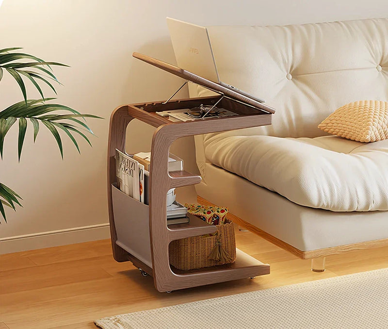 Solid Wood Movable Sofa Side Table