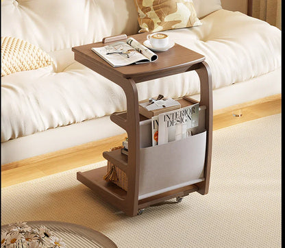 Solid Wood Movable Sofa Side Table