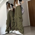 Retro Workwear Casual Loose Army green Pants
