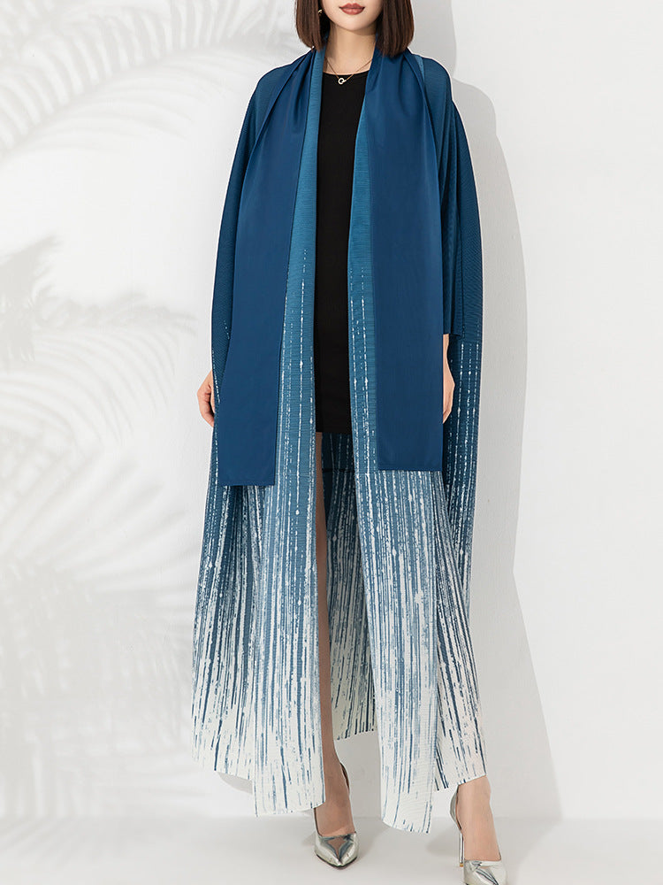 Elegant Loose Cross-border Blue Long Coat