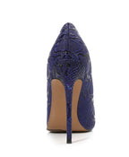 Embossed Snake Ultra High Heels Blue Pumps