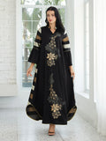 Patchwork Striped Black Long Jalabiya
