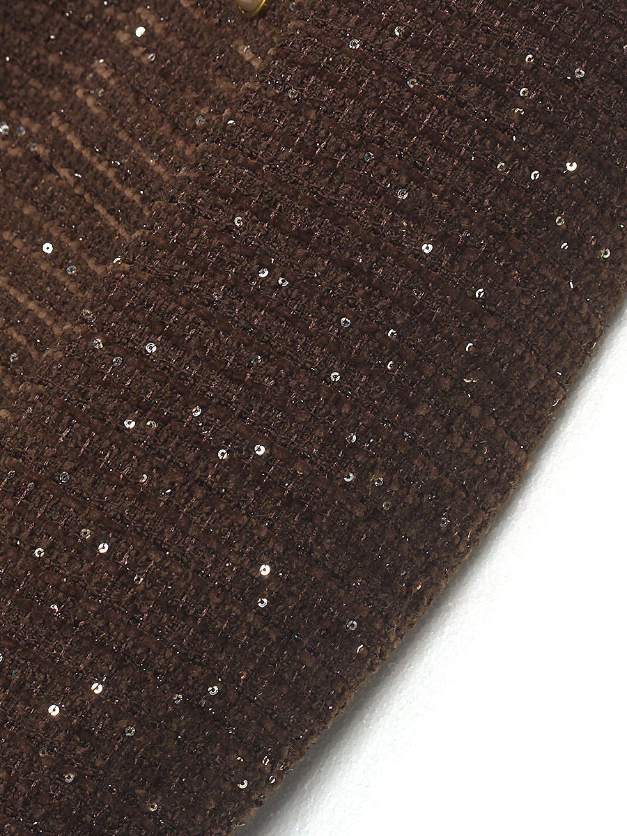 French Socialite Style Coffee Tweed Jacket