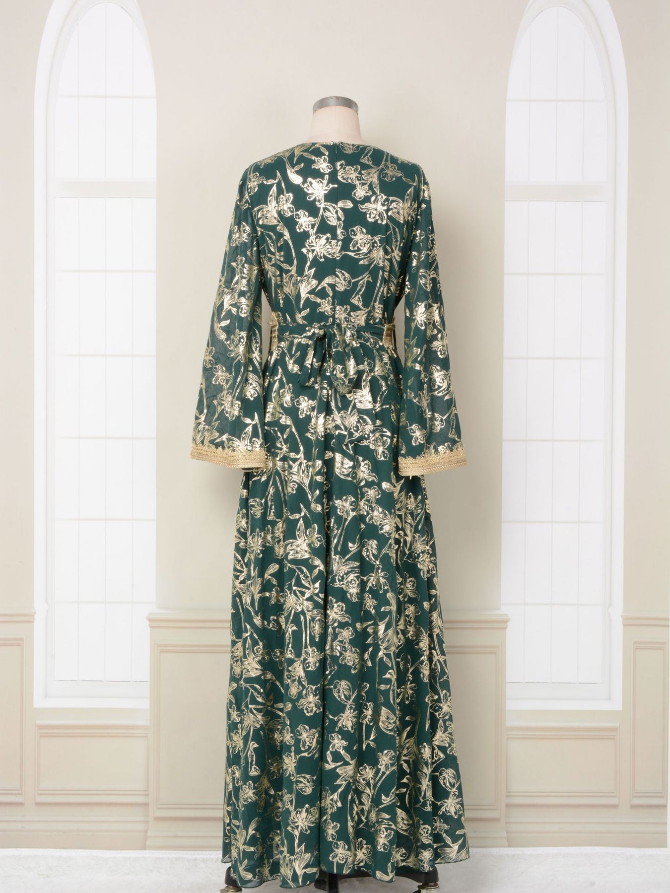 Floral Embroidered Evening Dress