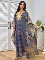 Embroidery Beaded Collar Flower Large Two-piece Jalabiya