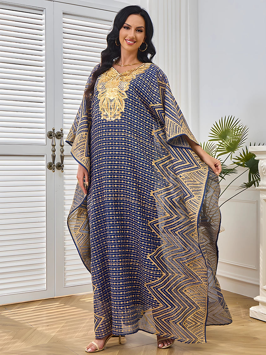 Embroidery Beaded Collar Flower Large Two-piece Jalabiya