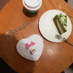 Luxury Crossbody Heart Mini White Bag