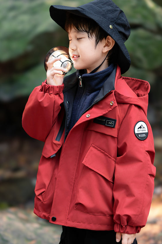 Three-in-One Boys Windbreaker Red Coat