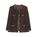 French Socialite Style Coffee Tweed Jacket