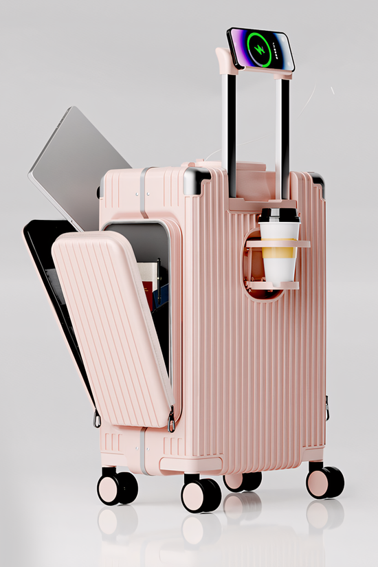 Three-Opening Multi-Functional Travel Pink Luggage