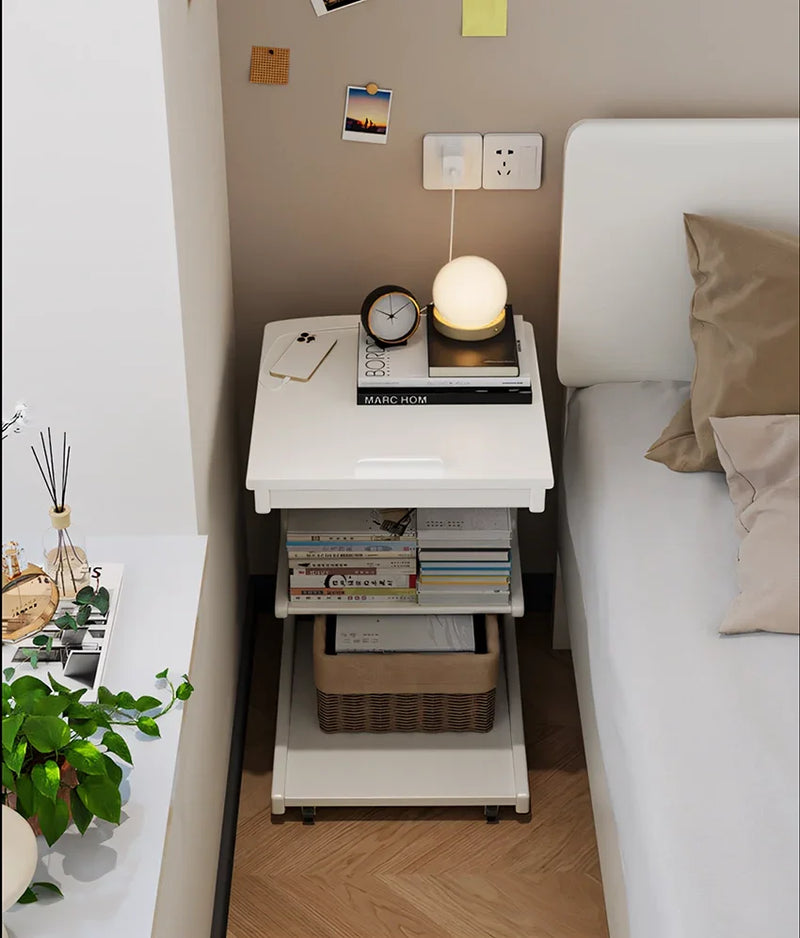 Solid Wood Movable Sofa Side Table