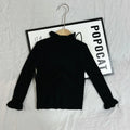 Bottoming Fleece Lined Knitted Black Sweater