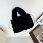 Fluffy Chain Flap Dusty Pink Crossbody Bag