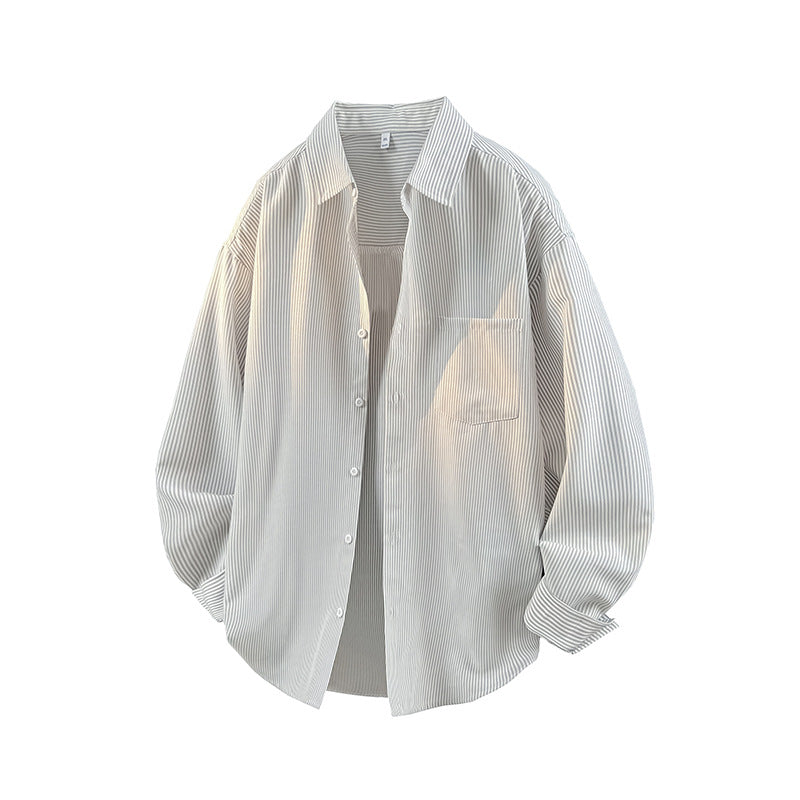 Windproof Gray Striped Shirt