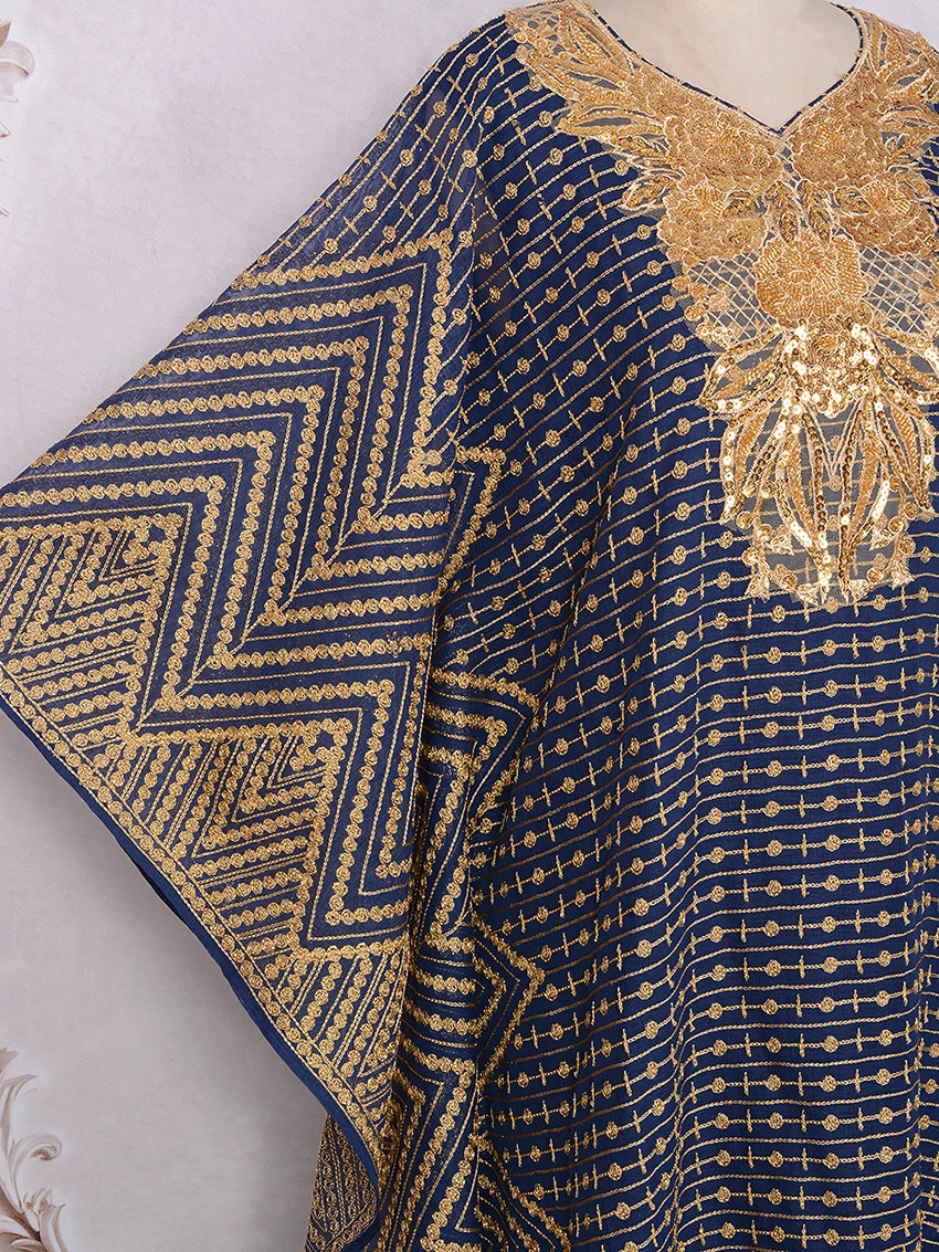 Embroidery Beaded Collar Flower Large Two-piece Jalabiya