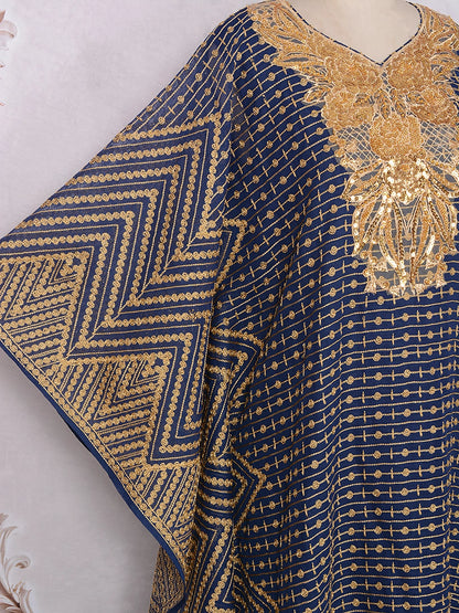 Embroidery Beaded Collar Flower Large Two-piece Jalabiya