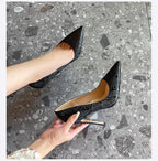 Embossed Snake Ultra High Heels Black Pumps