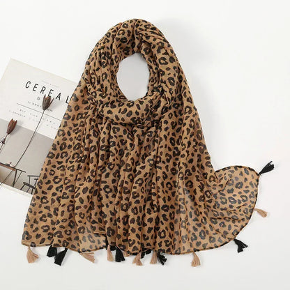 Vintage Warm Caramel Leopard Scarf