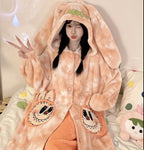 Thickeneded Velvet Flannel Warmth Orange and White Cute Pajama