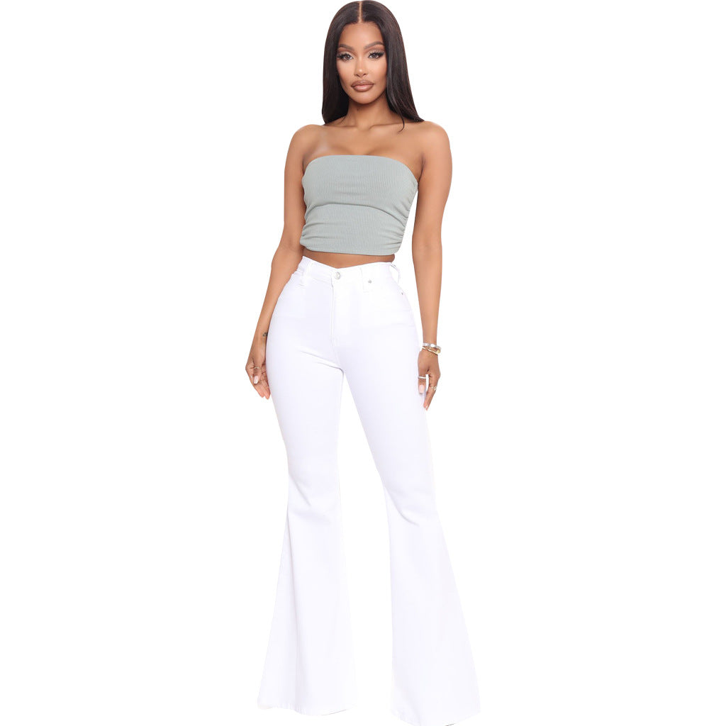 High-Waisted Slim Stretch White Denim