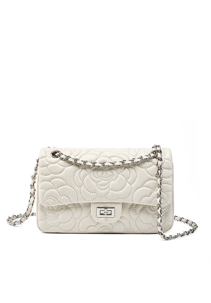 Genuine Leather White Crossbody Bag